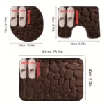 3-Piece Luxury Memory Foam Bathroom Mat Set, Soft Polyester Sponge Coral Plush, Non-Slip, Quick-Drying and Water-Absorbent, with Bathroom Floor Toilet Cover - Image 3