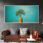 Orange Tree In Soda Can On Cyan Background Art Posters Prints Wildflower Plant In Desert Canvas Painting Modern Minimalist Decor - Image 3