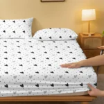 1 Piece of White Bottom Heart Love Patterned Matte Bedsheet, Bedroom Printed Bedspread, Bedding (Excluding Pillowcases) - Image 3