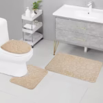 3pcs/Set Solid Color Simple Bathroom Water-absorbing and Non-slip Floor Mat Stone Pattern, Comfortable and Soft, Three-piece Set - Image 3