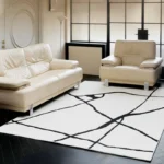 Modern Luxury Carpets for Living Room Fluffy Soft Plush Rug Black White Lines Bedroom Decor Carpet Large Area Washable Study Mat - Image 2