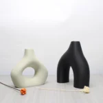 Modern Style Decorative Vase Set - 3D Printed Round Hollow Design Vase, Black & White, for Bohemian Home - Image 5