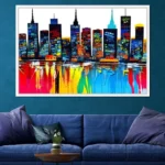 Abstract Bustling City Building Landscape Posters Colorful Watercolor Graffiti Water Surface Ship Art Canvas Painting Home Decor - Image 4
