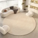 Custom Round Geometric Rug: Soft, Washable Cream Style Decor
