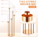 Floor Candelabra 5 Arm 42.5'' Tall Gold Candle Holder, Candelabra Centerpieces for Tables, Metal Candlestick Set with Acry - Image 2