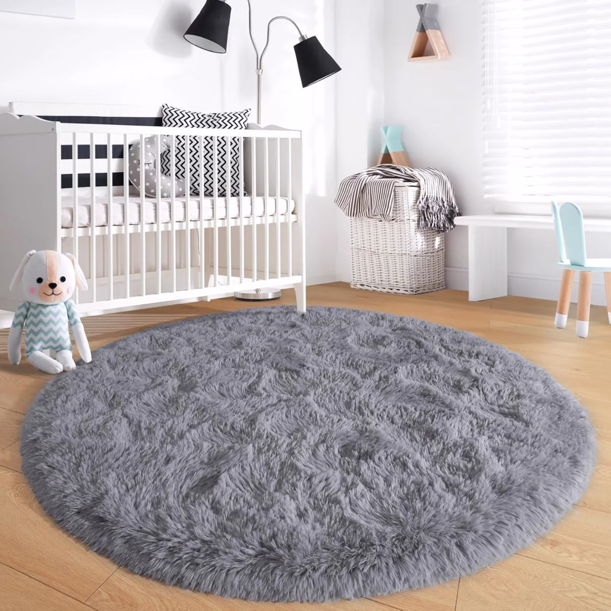 Fluffy Round Rug Black Rug For Bedroomfuzzy Kids Room Carpet Shaggy Living Room Sofa Area Rug Soft Nursery Floor Mat Home Decor - Image 4