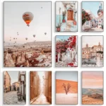Modern Landscape Mediterranean Greece Italian Begonia Olive Tree Landscape Poster Canvas Paintings Wall Art Pictures Home Decor