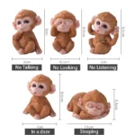 Resin Cute Sitting Monkey Statue, No Look Talk Listen, Lovely Animal Sculpture Home Garden Office Desk, Decorative Ornament, 1Pc - Image 6