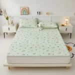 New Printed Natural Latex Filling Summer Mat for Bed Cooling Feeling Silk Thicken Bed Pad and Pillowcase Ice Silk Bed Sheet Set - Image 3