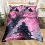 Japanese Samurai Bedding Set Full Size Cherry Blossoms Comforter Cover Red Sun Hokusai Duvet Cover Fuji Mountain Quilt Cover - Image 4