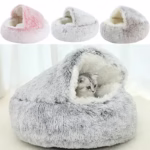 Cozy Round Cat Bed & Basket: Plush 2-in-1 Warm Nest