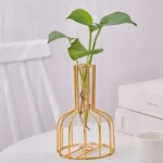 1 set of gold wrought iron metal vase hydroponic container test tube vase living room illustration decoration