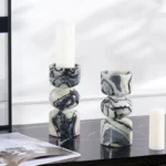Wabi Sabi Style Natural Marble Irregular Cylindrical Vase Design Ornament Sample Room Home Desktop Candle Holder Decoration - Image 3