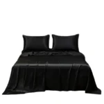Satin Bed Sheet Sets for Summer Silky Smoooth Top Sheet with Pillowcase Single/Queen/King Ice Cooling Flat Bed Sheet Sets