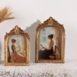 Antique Arch Shaped Photo Frame Gold Color Carved Embossed Resin Picture Frame Holder Wall Hanging Home Table Decoration Crafts - Image 4