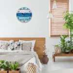 Beach Blue Wall Clocks Non Ticking Vintage Rustic Coastal Clock for Girl Boy Bedroom Bathroom Kitchen Living Room Office - Image 3