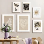 Abstract Boho Leaves Lines Face Heart Sun Posters And Prints Canvas Painting Nordic Wall Art Pictures Living Room Home Decor - Image 3