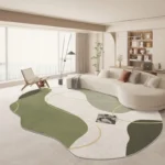 Large Area Green Rugs for Bedroom Nordic Living Room Decoration Shaped Carpet Irregular Plush Lounge Rug Home Thick Washable Mat
