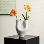 OasinDouble Mouth Vase Ceramic Nordic Retro for Fresh Flowe Pampas Grass Home Aesthetics Design Living Room Decoration Table