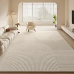Minimalist Gray Lounge Line Rug Fluffy Soft Living Room Decoration Carpet Modern Cream Rugs for Bedroom Thickend Plush Floor Mat