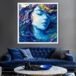 Dreamy Blue Texture Female Portrait Art Poster Print Abstract Aesthetic Graffiti Girl Portrait Canvas Painting Wall Home Decor - Image 2