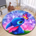 Stitch Cartoon HD Printed Round Carpet for Living Room Rugs Camping Picnic Mats Flannel Anti-Slip Rug Yoga Mat Gifts - Image 3