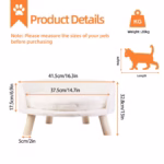 Luxury Cat Bed Soft Warm Plush Fabric Pet Nesting Chair Bed Stool Wood Legs with Cushion Pad Washable Waterproof for Small Pets - Image 6