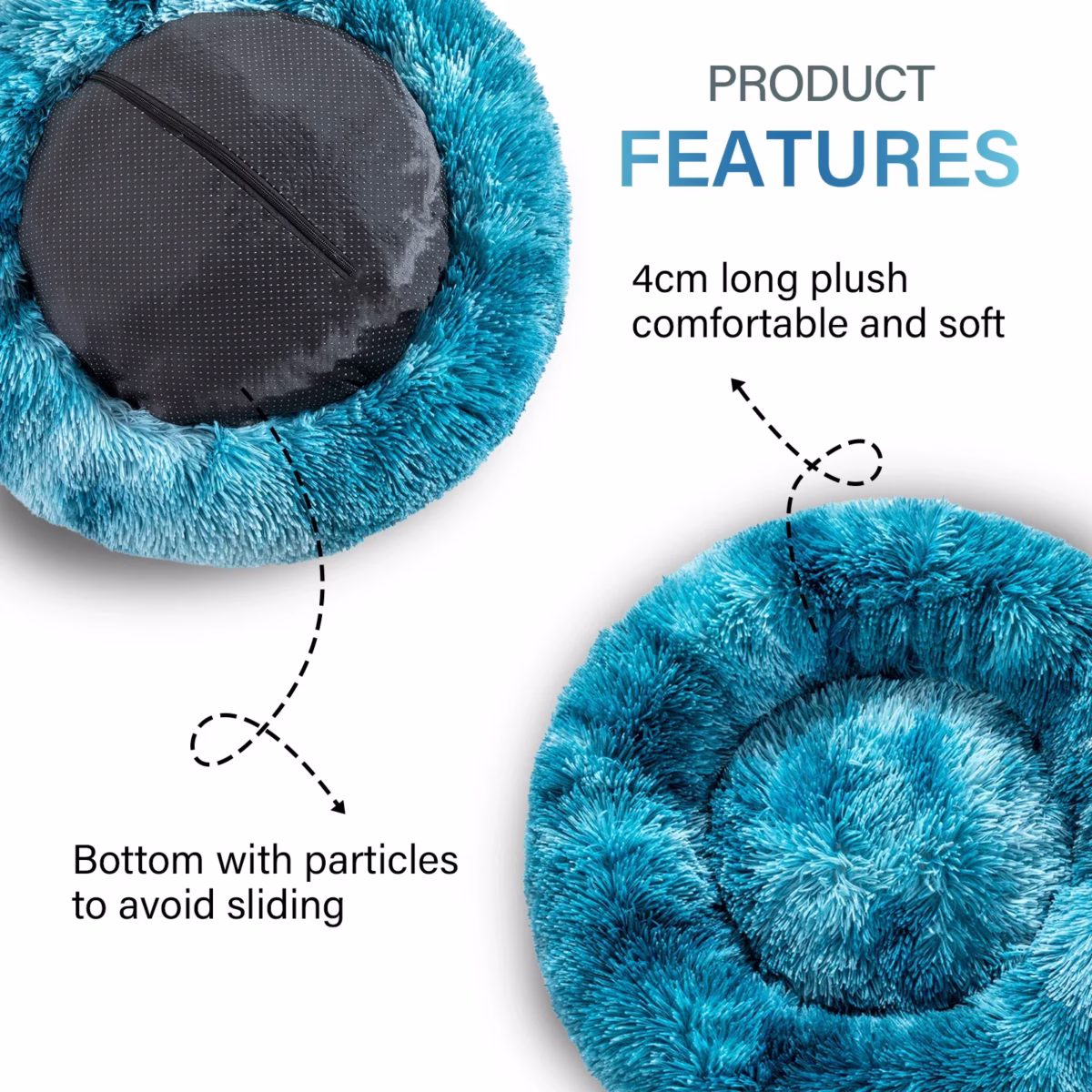 Super Pet King Dog Bed Zip Sofa Removable Dog Sleeping Bed Washable Donut Calming Long Plush Dog Beds XXL Detachable Dog House - Image 3
