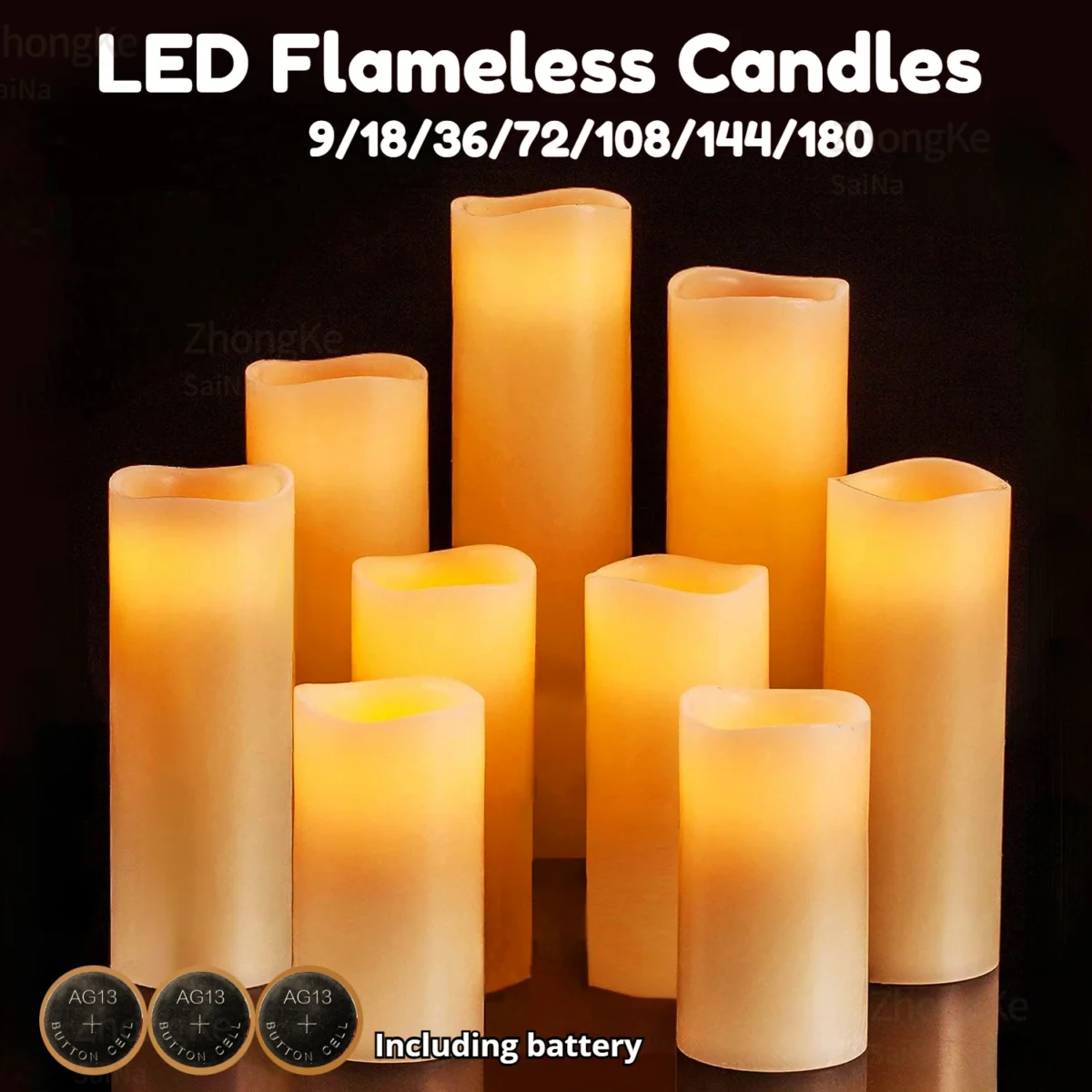 9-180pcs LED Candles with Flickering Flameless Candles Battery Operated Pillar Candles Wedding Decoration Candlelight Christmas - Image 1