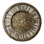 46cm Wall Clock with Moving Gears Oversized Large Industrial Steampunk Wall Clock Antique Gold Metal Roman Numeral Wall Clocks