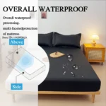 Throw Waterproof Mattress Cover Bed Fitted Sheet Mattress Bedspread Protector Pads Single/Double/King/Queen Full Size Gray/White - Image 3