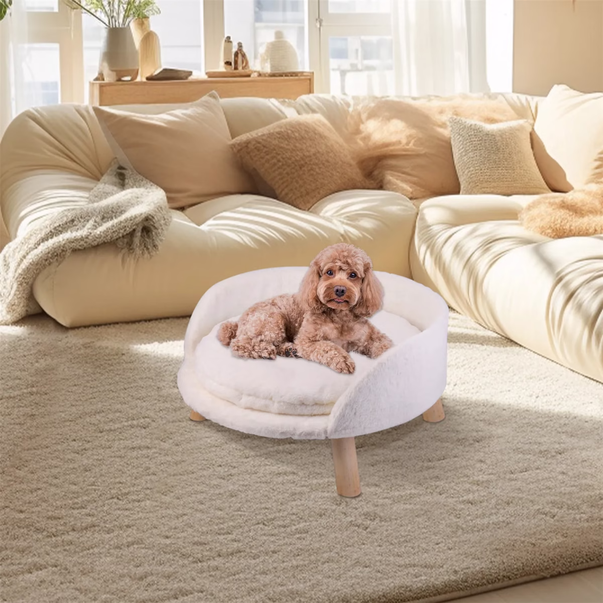Pet Sofa Bed Raised Cat Chair Small Dog Couch Bed Removable Cushion Sleep House - Image 2