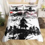 Japanese Samurai Bedding Set Full Size Cherry Blossoms Comforter Cover Red Sun Hokusai Duvet Cover Fuji Mountain Quilt Cover - Image 2