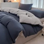 2-side Solid Color Brush Fabric Bed Set 4 Pieces Duvet Cover Pillowcase Bedding Set Bed Sheet Quilt Cover Single Queen King Size