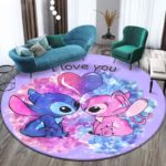 Stitch Cartoon HD Printed Round Carpet for Living Room Rugs Camping Picnic Mats Flannel Anti-Slip Rug Yoga Mat Gifts - Image 4