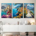 Abstract Oil Painting Ocean Floral Coast Palm Tree Tropical Stranded Island Landscape Poster Canvas Painting Wall Pictures Decor - Image 2