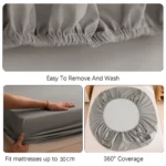 Safe Waterproof Mattress Cover Soft Comfortable Breathable Bed Cover With Elastic Band Fit Machine Washable Single Double Size - Image 3