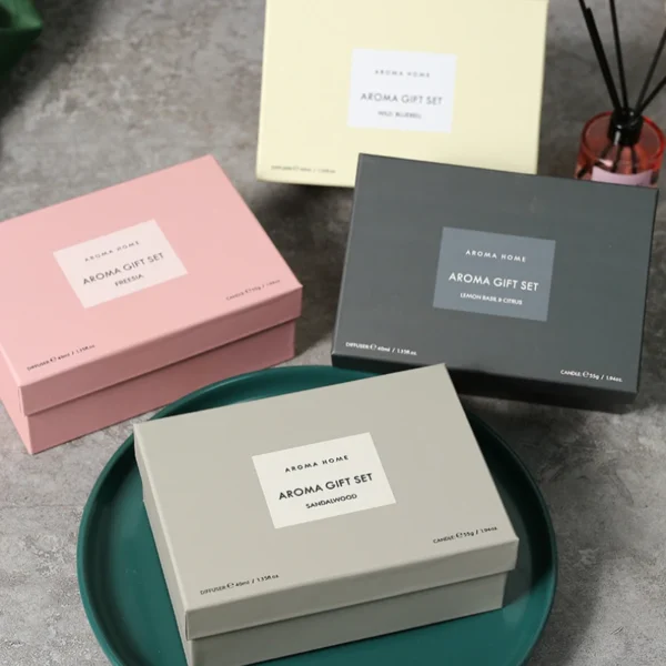 Scented Candle Oils Set Lemon Basil&Citrus Plant Essential Oils Rattan Aromatherapy Candle Set Minimalist Home Fragrance Gift
