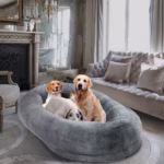 Large Human Dog Bed 66"x43"x17" Human-Sized Big Dog Bed for Adults&Pets Giant Beanbag Bed with Washable Fur Cover and Blanket - Image 2