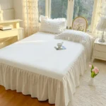 Korean Princess Style Lace Ruffles Bedding Set Skin-friendly Soft Seersucker Duvet Cover Set Bed Sheet Or Bed Skirt Pillowcases - Image 5