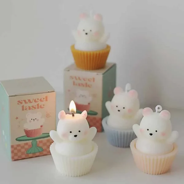 Creative Cute Bear Cake Scented Candles Birthday Gift Accompaniment Gift Handmade Ins Bear Scented Candles Desktop Ornaments