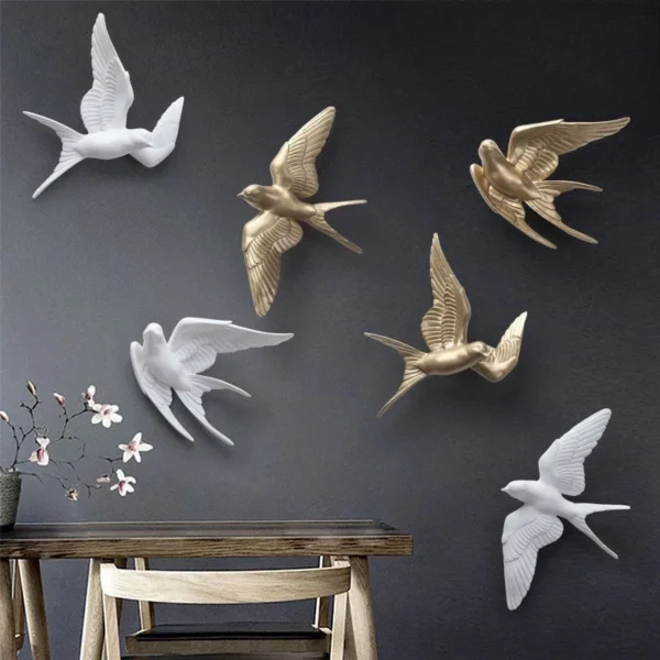 Nordic Living Room Wall Decoration Pendant Entrance Foyer Restaurant Creative Art 3D Three-dimensional Bird Hanging Decoration