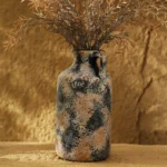 OasinEarthenware Vase for Dried Flower Pampas Grass Nordic Wabi Sabi Retro Home Aesthetics Bookshelf Wall Shelf Decoration - Image 2