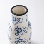 Charming Handcrafted Blue & White Ceramic Vase with Crackle Finish - Image 3