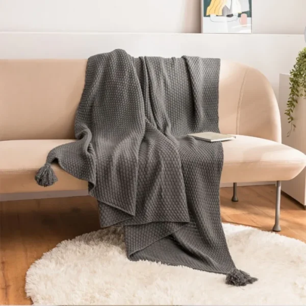 Cozy Nordic Tassel Knit Blanket for Summer Relaxation