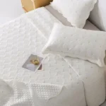 Nordic Embroidered Cotton Quilted Bedspread, Padded Blanket, Throw Coverlet, Home Coverlet, Summer, 3Pcs - Image 2