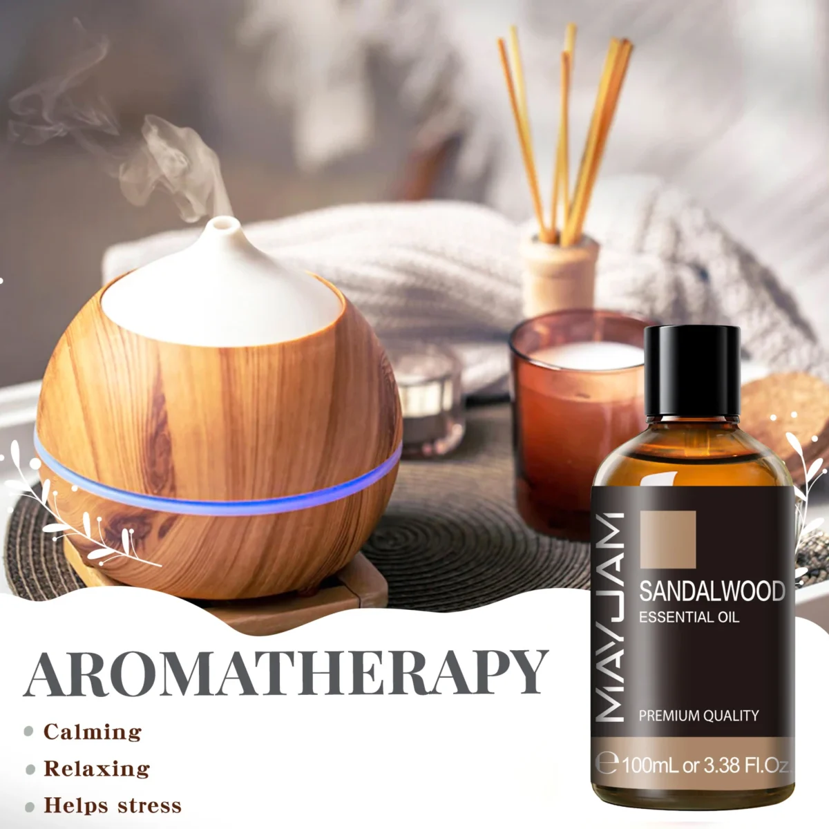 MAYJAM 1PCS 100ML Essential Oil with Dropper Sandalwood Lavender Eucalyptus Vanilla Aroma Oil For Humidifier Scent Candle Burner - Image 3