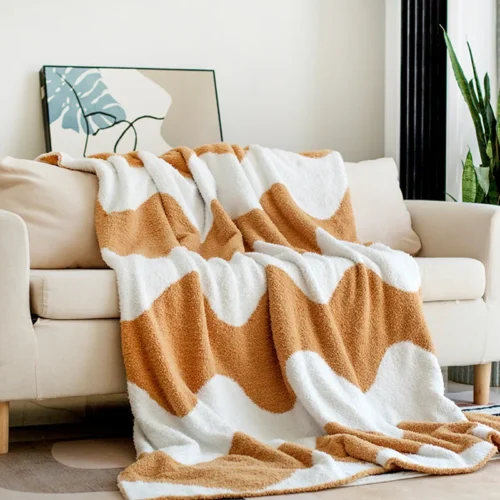 Nordic Style Half-edge Velvet Knitted Sofa Blanket Air-conditioning Blanket Summer Shawl Blanket Office Nap Nap Blanket