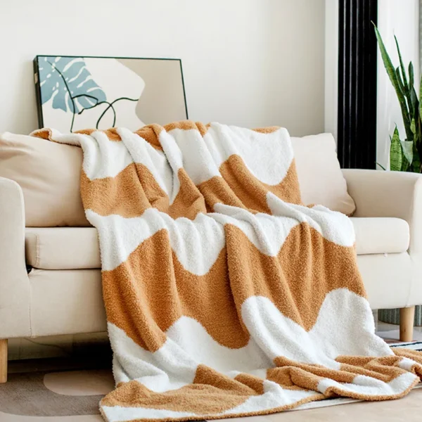 Chic Velvet Knitted Sofa Blanket for Cozy Summer Comfort