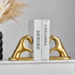 Golden Decorative Bookends for Shelves Heart Hands Book Ends Sculpture Aesthetic Decor for Bedroom Living Room Apartment Bookshe - Image 2